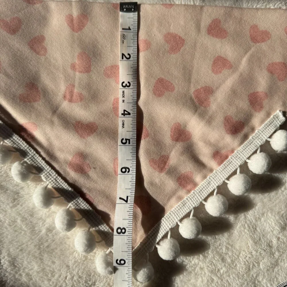NWT Loic by Design Heart Pattern Dog Bandana with Poms Valentine's Day, Pink, M